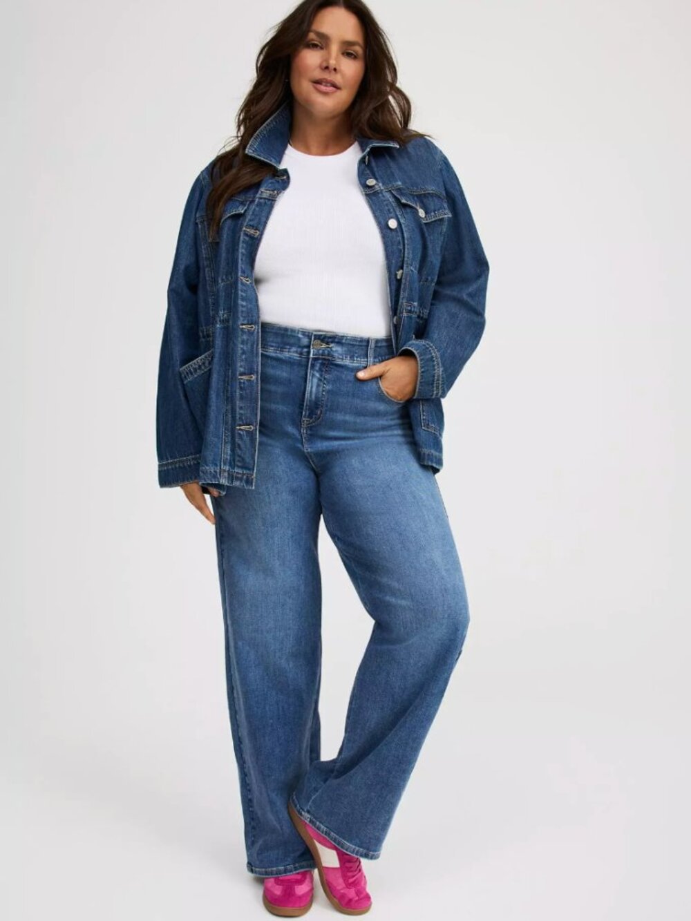 Torrid Bombshell Wide Leg Super Soft Jeans Sepulveda Blue Sz 22S Retail $89.90